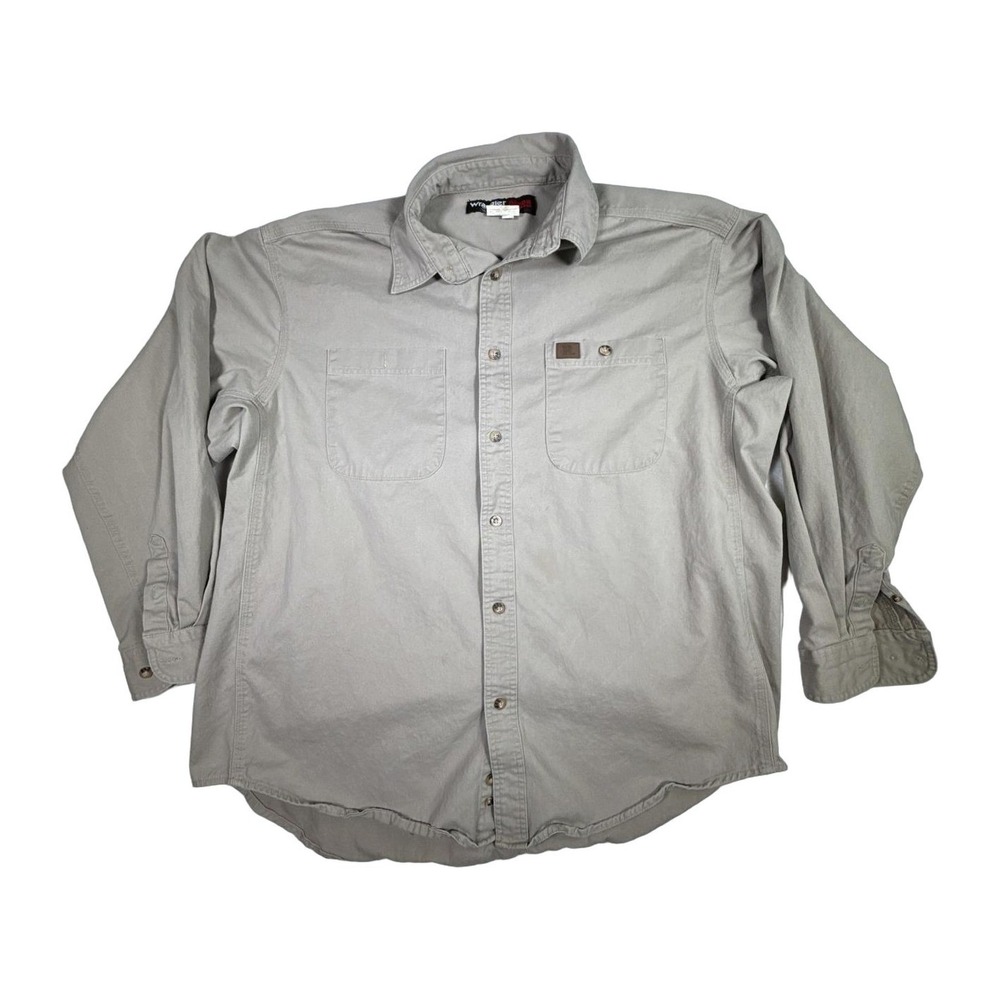 Wrangler Riggs Workwear Men's Tan Long Sleeve Work Shirts XXL Cotton